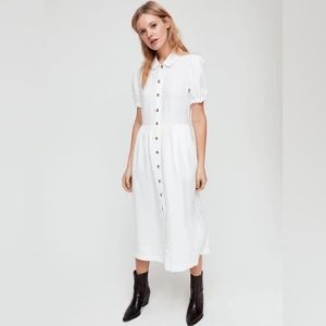 Wilfed linen navy dress with pockets, size L